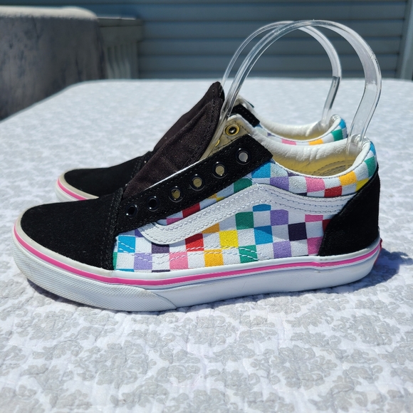 COPY - Vans Pride Multi Color Chekered Suede Lace Up Kids Sneakers Size 3 - Picture 6 of 11